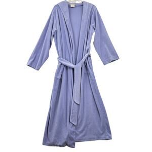 Hillard & Hanson Intimates Robe Size M Lavender Velour Plush Belted Hooded Long